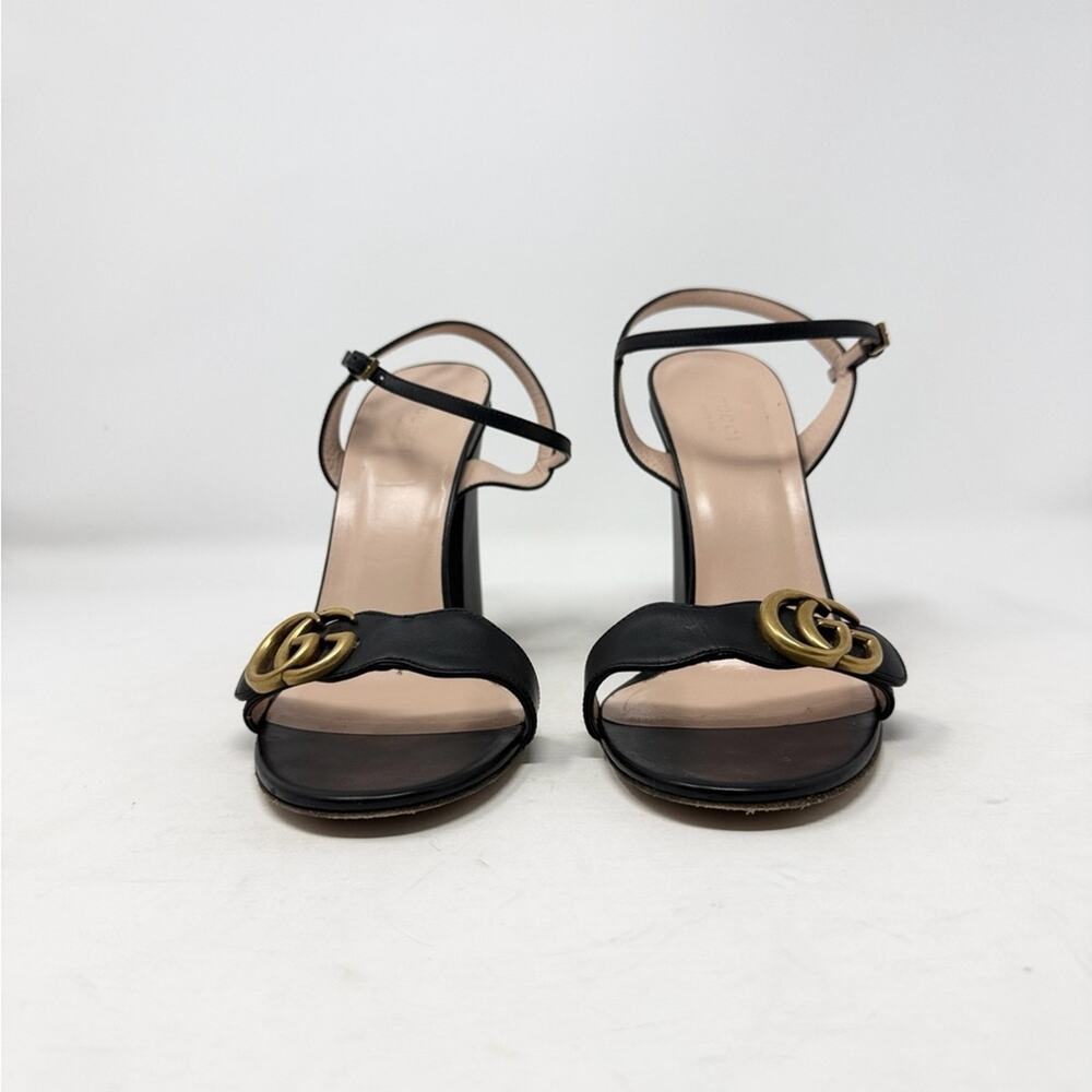 Gucci Marmont Sandals Black Leather Interlocking GG Size 40.5 - Picture 10 of 10